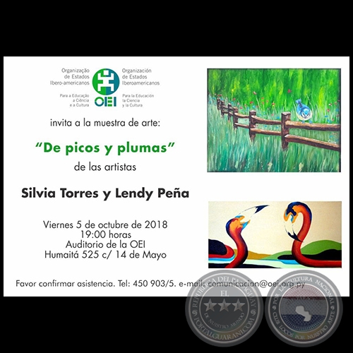 DE PICOS Y PLUMAS - Obras de Silvia Torres y Lendy Peña - Año 2018